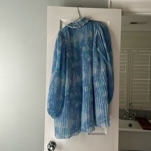 Like New Ganni Blue Printed Mini Dress